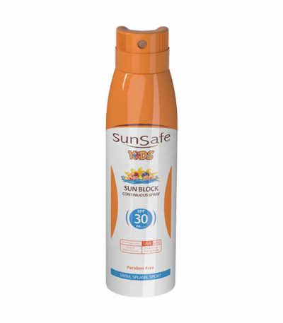 اسپری ضد آفتاب کودکان بدون رنگ SPF30 سان سیف