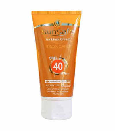 کرم ضد آفتاب برنزه کننده با SPF40 سان سیف رنگی مناسب انواع پوست