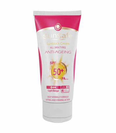 کرم ضد آفتاب و ضد چروک SPF50+ سان سیف مناسب انواع پوست